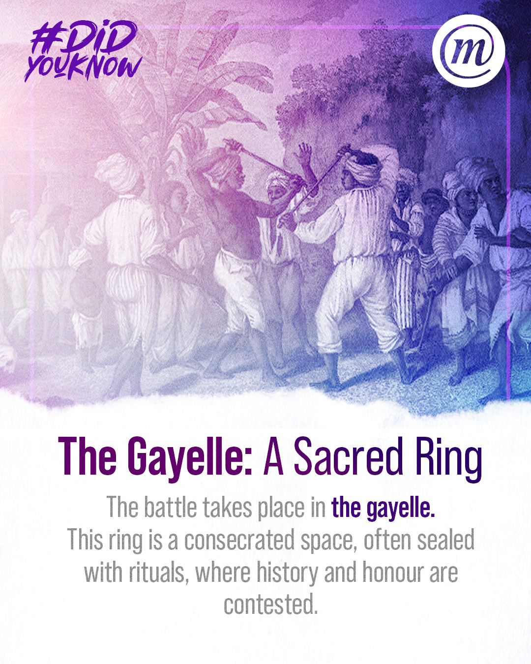 DYK CMS stick fighting 2 #DidYouKnow The Gayelle: A Sacred Ring The battle takes place in the gayelle. This ring is a consecrated space, often sealed with rituals, where history and honour are contested.
