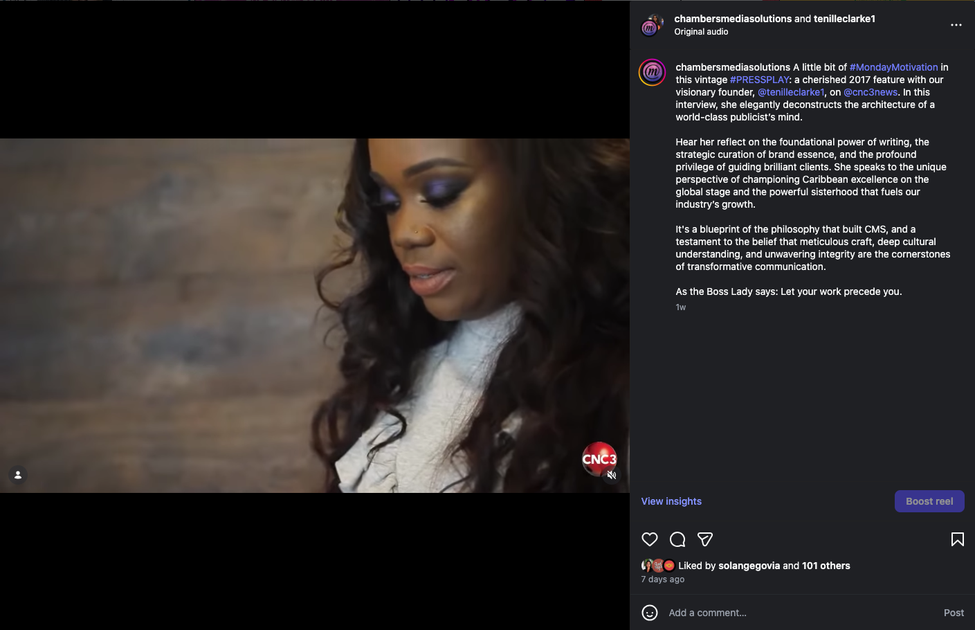 Screenshot 2026-02-16 at 10.11.38 AM A little bit of #MondayMotivation in this vintage #PRESSPLAY: a cherished 2017 feature with our visionary founder, @tenilleclarke1, on @cnc3news. In this interview, she elegantly deconstructs the architecture of a world-class publicist’s mind. Hear her reflect on the foundational power of writing, the strategic curation of brand essence, and the profound privilege of guiding brilliant clients. She speaks to the unique perspective of championing Caribbean excellence on the global stage and the powerful sisterhood that fuels our industry’s growth. It's a blueprint of the philosophy that built CMS, and a testament to the belief that meticulous craft, deep cultural understanding, and unwavering integrity are the cornerstones of transformative communication. As the Boss Lady says: Let your work precede you.