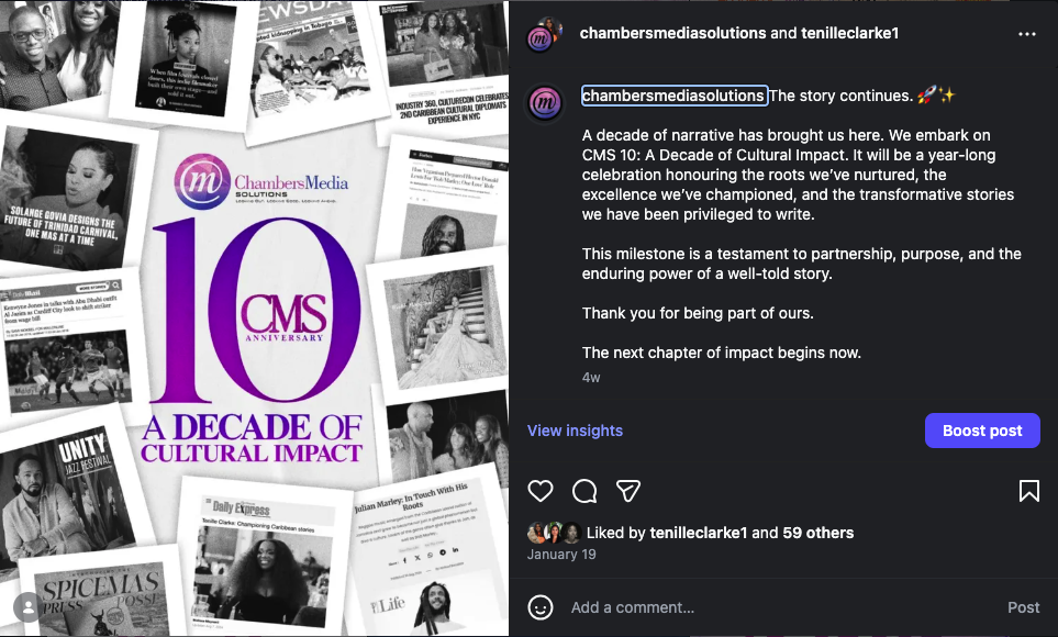 Screenshot 2026-02-16 at 9.56.59 AM The story continues. 🚀✨ A decade of narrative has brought us here. We embark on CMS 10: A Decade of Cultural Impact. It will be a year-long celebration honouring the roots we’ve nurtured, the excellence we’ve championed, and the transformative stories we have been privileged to write. This milestone is a testament to partnership, purpose, and the enduring power of a well-told story. Thank you for being part of ours. The next chapter of impact begins now.