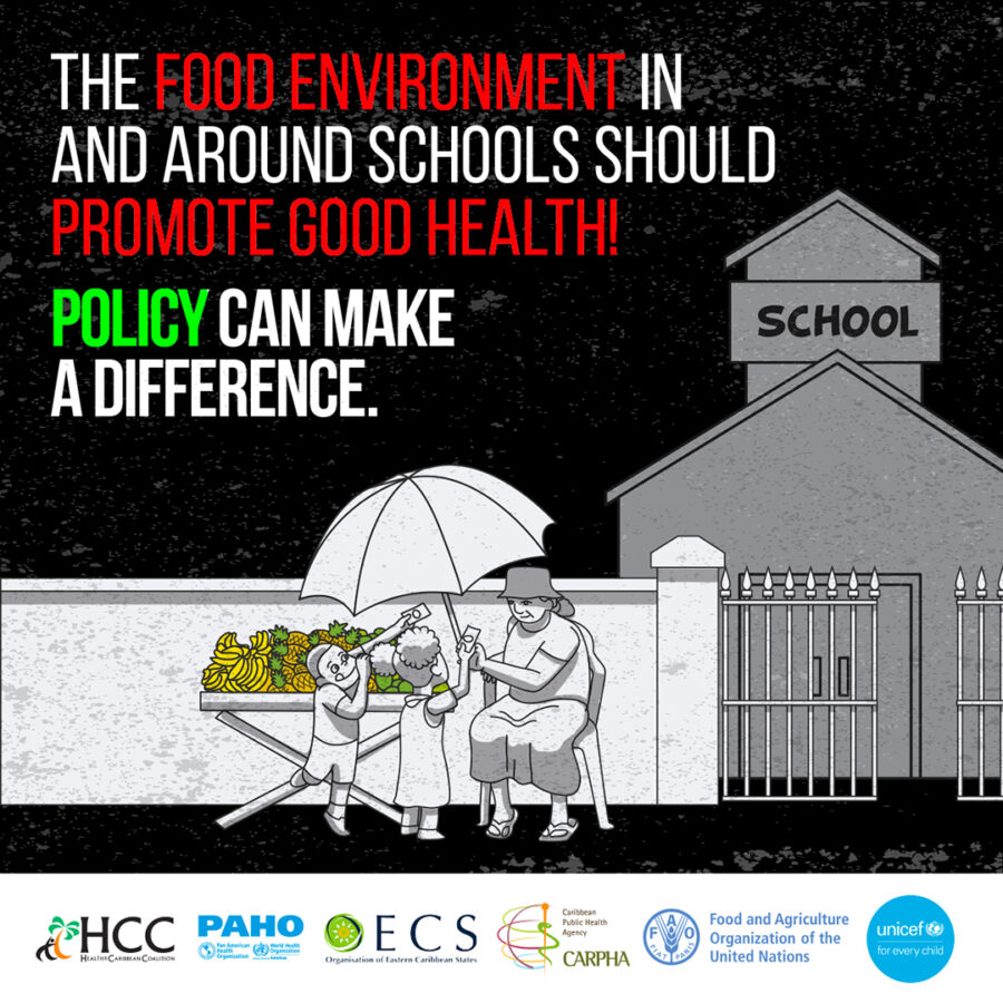 The food environment in and around schools should promote good health! Policy can make a difference.